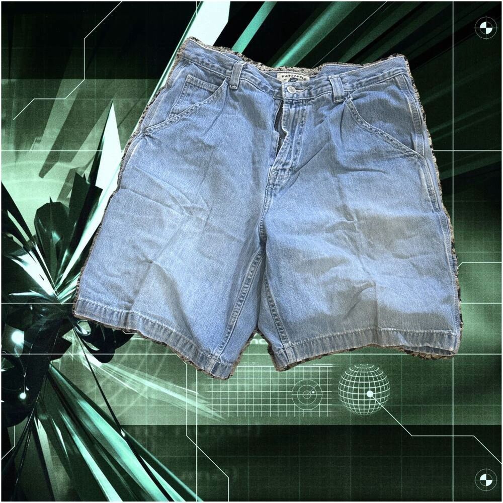 Y2K Dungarees Denim Shorts - Blue